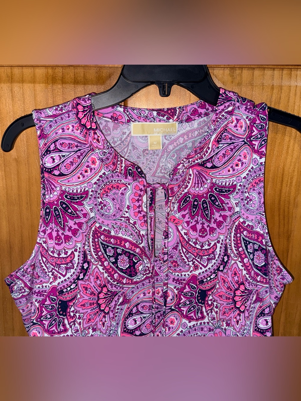 Michael Kors Pink and Purple Paisley Sleeveless Dress - Picture 4 of 11